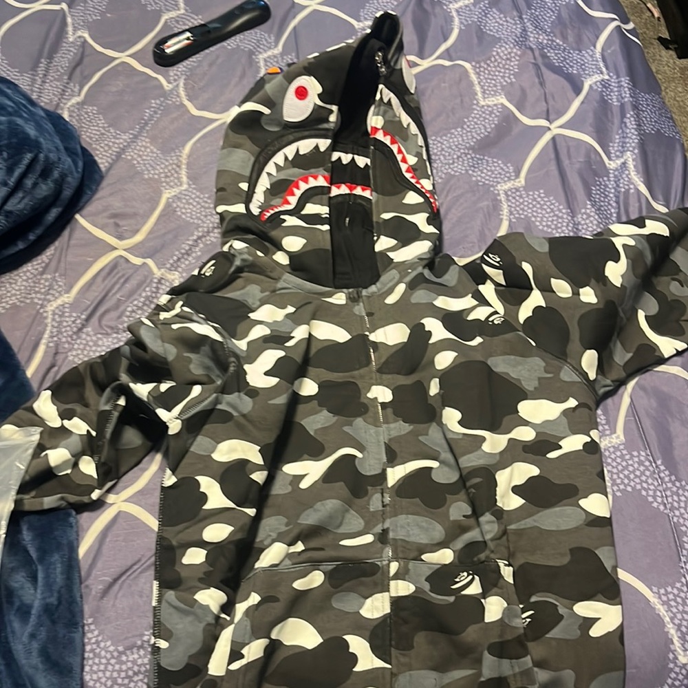 Bape double hood full zip camo